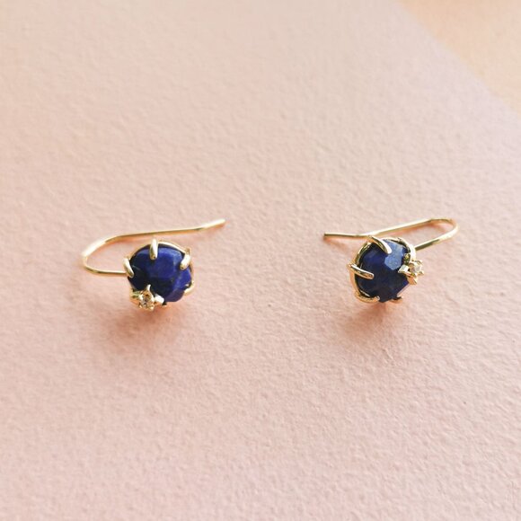 Alicia Bonnie - Gem Star Blue Lapis Gold Earrings - NEW - Picture 2 of 3